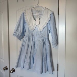 Blue and White Striped Dress